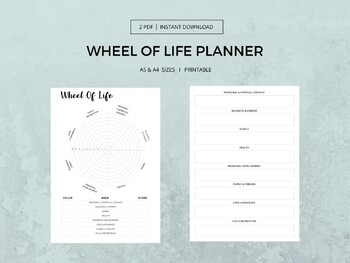 Preview of Wheel Of Life PRINTABLE DIGITAL PLANNER Coaching Therapy Tool Worksheet Goal Set
