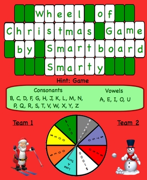 Preview of Wheel of Christmas Smartboard Wheel of Fortune Type Lesson