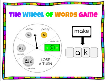 Preview of Wheel of Words - Sight Word Guessing Game & Counting Money Practice