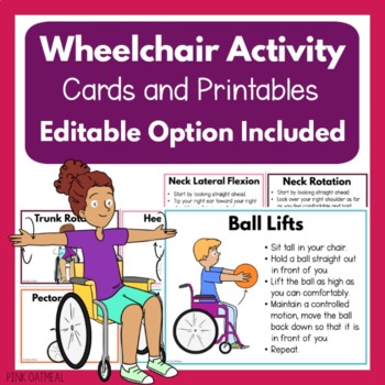 Preview of Wheelchair Activity Cards and Printables - Edit Text Option