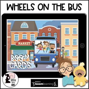 Preview of Wheels on the Bus Boom Cards™ Story Basic Concepts Following Directions +