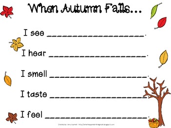 Preview of When Autumn Falls : A primary poem about fall using the five senses
