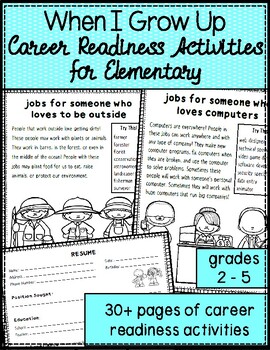 Preview of Career Readiness for Elementary: When I Grow Up Project