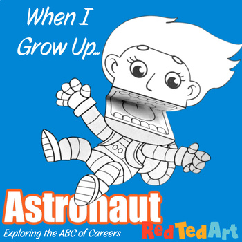 Preview of When I Grow Up - Astronaut Paper Puppet Coloring Page - Careers ABC Series