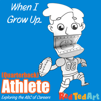 Preview of When I Grow Up - Athlete Paper Puppet Coloring Page - Careers ABC Series