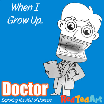 Preview of When I Grow Up - Doctor Paper Puppet Coloring Page - Careers ABC Series