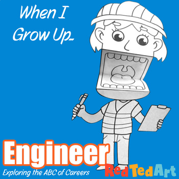 Preview of When I Grow Up - Engineer Paper Puppet Coloring Page - Careers ABC Series
