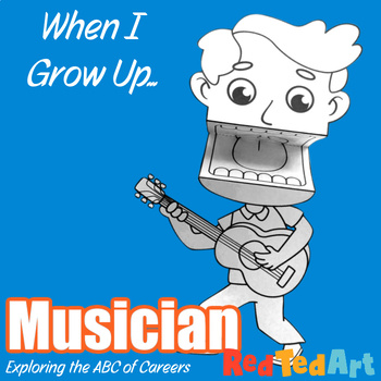 Preview of When I Grow Up - Musician Paper Puppet Coloring Page - Careers ABC Series