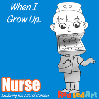 Preview of When I Grow Up - Nurse Paper Puppet Coloring Page - Careers ABC Series