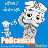 When I Grow Up - Policeman Paper Puppet Coloring Page - Ca
