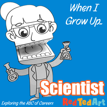Preview of When I Grow Up - Scientist Paper Puppet Coloring Page - Careers ABC Series