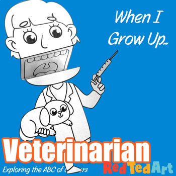 Preview of When I Grow Up - Veterinarian Paper Puppet Coloring Page - Careers ABC Series