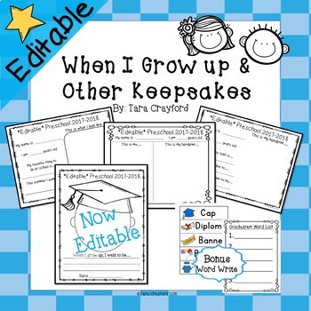 Preview of When I Grow up & Other End Of The Year Keepsakes (Editable)