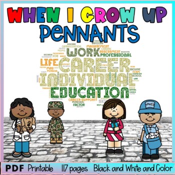 Preview of When I grow up | Community Helpers Project, Pennants, and Rubric