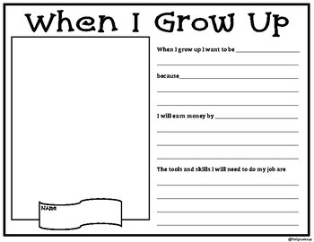 Preview of When I grow up worksheet
