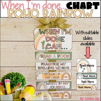 Preview of When I'm done Chart | Early Finishers | Boho Rainbow 