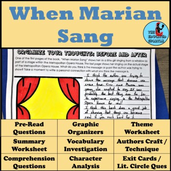 Preview of When Marian Sang by Pam Muñoz Ryan Graphic Organizer and Question Set