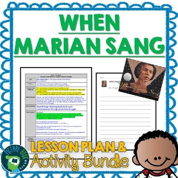 Preview of When Marian Sang by Pam Munoz Ryan Lesson Plan and Activities