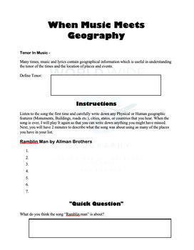 When Music Meets Geography Follow Along Notes by World Wide Geography