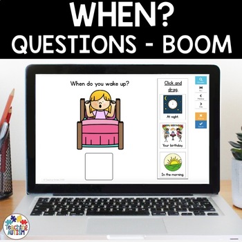 Preview of When? Questions Boom Cards | Wh Questions for Speech Therapy