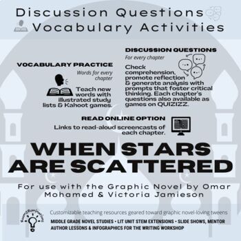 Preview of When Stars Are Scattered | Omar Mohamed | Discussion Questions |Vocabulary