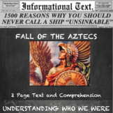 Fall of the Aztec Empire--Informational Text Worksheet