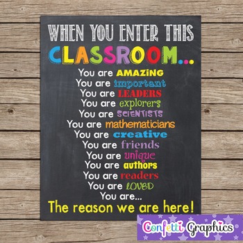 Preview of When You Enter This CLASSROOM Teacher Chalk it up Chalkboard Motivational Rules