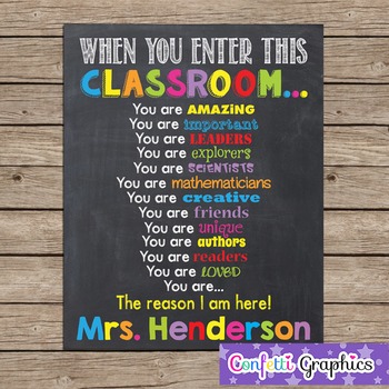 Preview of When You Enter This CLASSROOM Teacher Chalk it up Chalkboard Rules Personalized