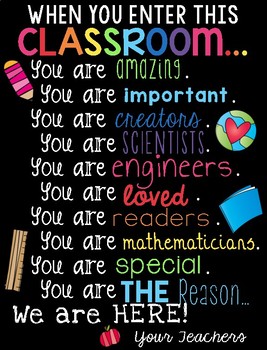 When You Enter This Classroom Poster by KinderKids | TpT
