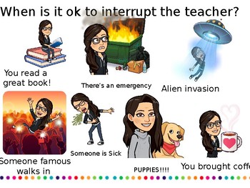 Preview of When is it Okay to Interrupt the Teacher Bitmoji
