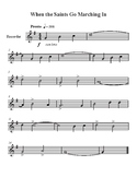 When the Saints Go Marching In - Recorder Sheet Music