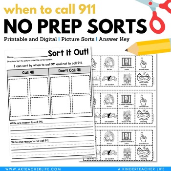 Preview of When to Call 911 Sort Digital Google Slides Version Included