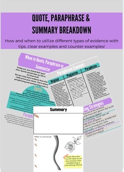 Preview of When to Quote, Paraphrase or Summary Breakdown