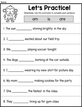 When to Use Am, Is, Are by Easy Lessons Hub | TPT