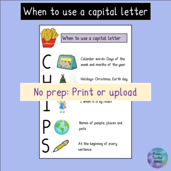 Preview of When to use a capital letter poster