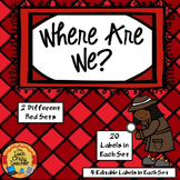 Where Are We? Editable Images for your Classroom Door- 2 Red Sets