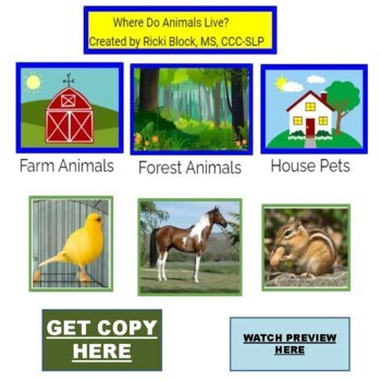 Where Do Animals Live - Real Photo Boom Cards by Preschool Speechie PLUS