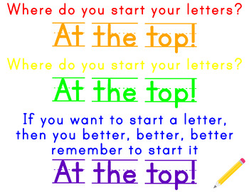 Preview of Where Do You Start Your Letters? At the top!