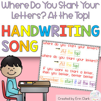 Preview of Where Do You Start Your Letters? Handwriting Song
