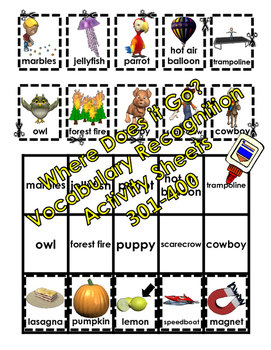 Where Does it Go? - Vocabulary Cut and Paste Activities 301-400 | TPT