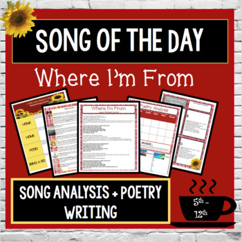 Preview of Where I'm From Song Analysis and Poetry Writing