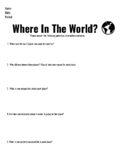Where In the World Travel Worksheet
