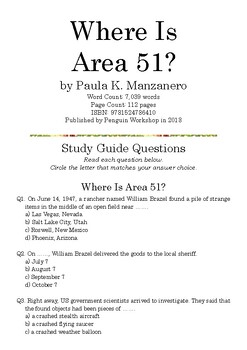 Preview of Where Is Area 51? by Paula K. Manzanero; Multiple-Choice Study Guide Quiz