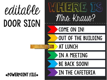 Preview of Where Is the Teacher? Editable Sign / Poster for Classroom Door