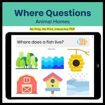 Where Questions about Animal Homes Interactive PDF by SpeechLaLi