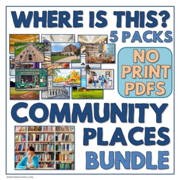 Preview of Where Questions Speech Therapy- Photos of 40+ Community Places - No Print BUNDLE