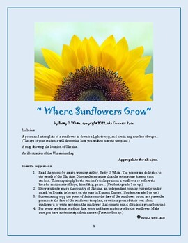 Preview of Where Sunflowers Grow: Two Poems and Sunflower Template (Focus on Ukraine), Map