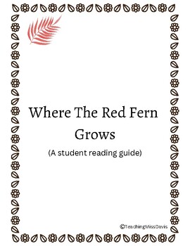 Preview of Where The Red Fern Grows (Reading Guide)