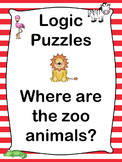 Cut and paste logic puzzles  Where are the zoo animals?