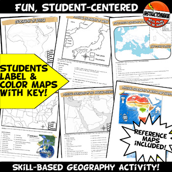 Geography Maps and Activities Bundle: Where in the World Scavenger Hunt!